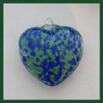 Heart: #103 Speckled Green and Blue, 4 Inches across, about 2 inches thick, looped, hollow, 3 for $21