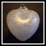Heart: #10 White, 4 Inches, about 2 inches thick at its thickest, looped, hollow, 3 for $21