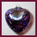 Heart:  #9 Purple and Bluish, 4 Inches across, about 2 inches thick at its thickest, looped, hollow, 3 for $21