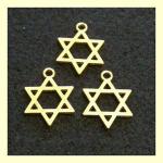 Pewter Charms: Star of David Shiny Gold Plated Pewter, 10 pieces
