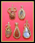 Pendants: Wirewrapped Stones Gold Plate Over Copper 3 for $22.50 ($7.50 each)