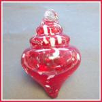 Spindle: HB1-1 Red Glass Hanging Spindle Shape, 3 by 5 inches, looped, hollow  3 for $21