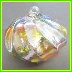 Top: HB17-1 Irridescent Glass Top, Slightly Colored, Mottled, about 4 by 4, looped, hollow inches, 3 for $18