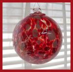 Gazing Ball4: HB19 Red with White Speckled on a Hanging Glass Ball of 4 inches, 2 for $18