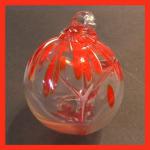 Witch Ball3: Small: HB1 Hanging Glass Ball Orangy Red and White 3 inches, 3 for $21