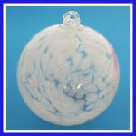 Gazing Ball4: HB49 Clear with White Alien DOGprints (no toes) Hanging Glass Ball of 4 inches, 2 for $18
