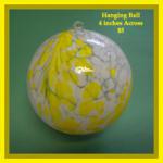 Gazing Ball4: HGB10 Yellow and White Hanging Glass Ball of 4 inches, 2 for $18
