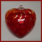 Heart: #11 Red Hanging Glass, 4 Inches across, 2 thick at its widest, looped, hollow. 3 for $21
