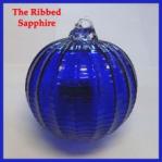 Gazing Ball4: HGB14 The Ribbed Deep Sapphire Hanging Glass Ball of 4 inches, 2 for $15