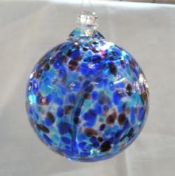 Witch Ball4: GB15 Blue & Red - Violet Mix Hanging Glass Ball of 4 inches, 2 for $18