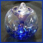 Witch Ball6: HGB166 Clear with a Blue base and Bue Tendrils, About 6 inches Across