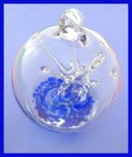 Witch Ball4: HGB16 Clear with a Blue base and Clear Tendrils. About 4 inches across, 2 for $18