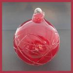 Gazing Ball4: HGB25  Red with Raised (Nazca) Lines, Hanging Glass Ball of 4 inches, 2 for $18
