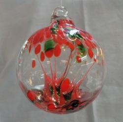 Witch Ball4: GB2 Christmasy Reddish Hanging Glass Ball of 4 inches with Green or Blue, 2 for $18