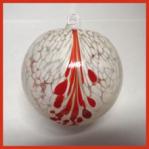 Gazing Ball4: HGB9  Frosty White with Red Drips of 4 inches, 2 for $15