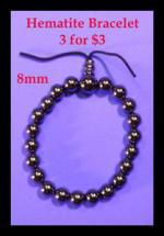 Bracelets: Stretchy Hematite 8mm with Guru Bead, 3 for $3