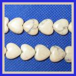 Hearts: 12mm Puffy White Howlite 15 - 16 inch strands