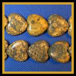 Hearts:  18 - 20mm Puffy Leopardskin Jasper 15 - 16 inch strands