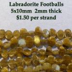 Labradorite Football Strands 15 - 16 inches, 3 strands for $4.50