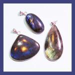 Pendants: Labradorite with silver plated findings, 3 for $12