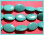 Oval: Inch by 3/8 inch x 5mm  Magnesite (Dyed Turquoise Color) 15 - 16 inches