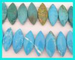 Marquise Double Holed Turquoise Howlite 20 x 50mm (2 inches) 15 - 16 inches
