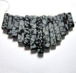 Collars: 13 Piece Mini Collar Snowflake Obsidian (Volcanic Glass), 3 for $10