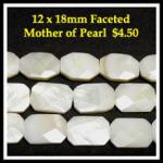 Rectangles: Mother of Pearl Faceted 12 x 18mm 15 - 16 inches