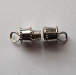 Base Metal Findings: Clasps: Pewter Colored Barrel Clasp, 10 clasps