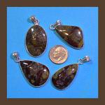 Pendants: Dragonblood Jasper w/ Silver Plated Findings, 3 pendants for $12