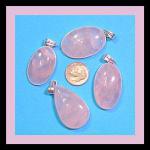 Pendants: Rosequartz Silver Plated Findings, 3 pendants for $12