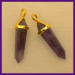 Pendants: Points Amethyst Double Terminated with Gold Plated Finding, 4 for $12