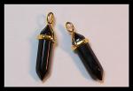 Pendants: Points Black Sheen Obsidian Double Terminated with Gold Plated Finding, 4 of them for $10