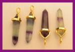 Pendants: Points Fluorite Double Terminated with Gold Plated Finding, 4 for $10