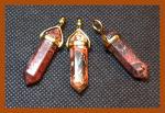 Pendants: Points Leopardskin Jasper Double Terminated with Gold Plated Finding, 4 of them for $10