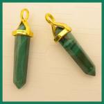 Pendants: Points Malachite Double Terminated with Gold Plated Finding, 4 for $16