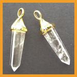 Pendants: Points Quartz Double Terminated with Gold Plated Finding, 3 for $10