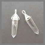 Pendants: Points Quartz Double Terminated with Silver Plated Finding, 4 for $10