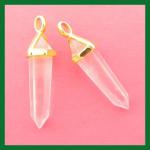 Pendants: Points Rose Quartz Double Terminated with Gold Plated Finding, 4 for $10
