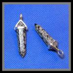 Pendants: Points Snowflake Obsidian Double Terminated with Silver Plated Finding, 4 of them for $10