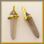 Pendants: Points Smoky Quartz Double Terminated with Gold Plated Findings, 4 for $10