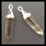 Pendants: Points Smoky Quartz Double Terminated with Silver Plated Finding, 4 for $10