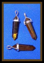 Pendants: Points Tiger'seye Double Terminated with Silver Plated Finding, 4 of them for $10
