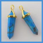 Pendants: Points Howlite Turquoise Double Terminated with Gold Plated Finding, 4 for $10
