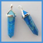 Pendants: Points Howlite Turquoise Double Terminated with Silver Plated Finding, 4 for $10