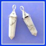 Pendants: Points Howlite (White, Grey) Double Terminated with Silver Plated Finding, 4 for $10