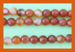 Rounds: Faceted 8mm Red Stripe Agate Strands 15 - 16 inches