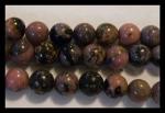 Rounds: Rhodonite  8mm Strands 15 - 16 inches