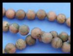 Rounds: Frosted Rhodonite 10mm by the Strand 15 - 16 inches