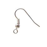 Base Metal: French Hooks #3 Silver Plated ball & coil Earwires, 100 pieces